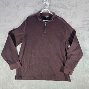 Van Heusen Flex Brown Quarter Zip Pullover Sweater‎ Long Sleeve Casual Men's L/G